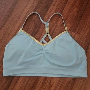 Jasmine & Ginger Light Blue and Gold Sports Bra - Size Large